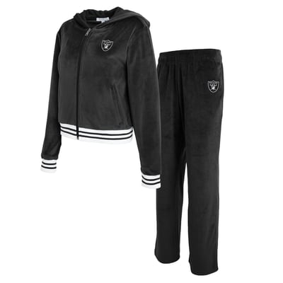  Las Vegas Raiders WEAR by Erin Andrews Women's Velour Track Suit - Black