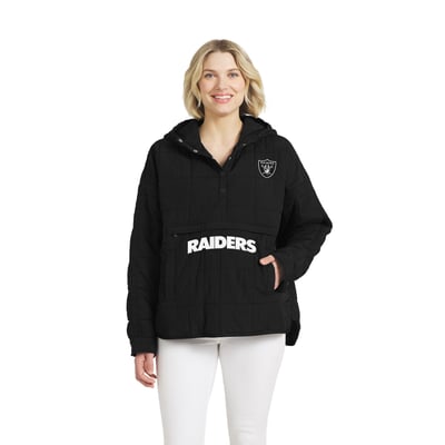  Las Vegas Raiders WEAR by Erin Andrews Women's Woven Packable Jacket - Black