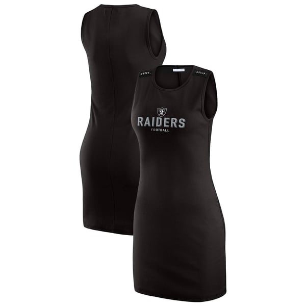 raiders jersey dress women Women's WEAR by Erin Andrews x Gracie Hunt Black Las Vegas Ribbed Tank 60s 70s Dress Style