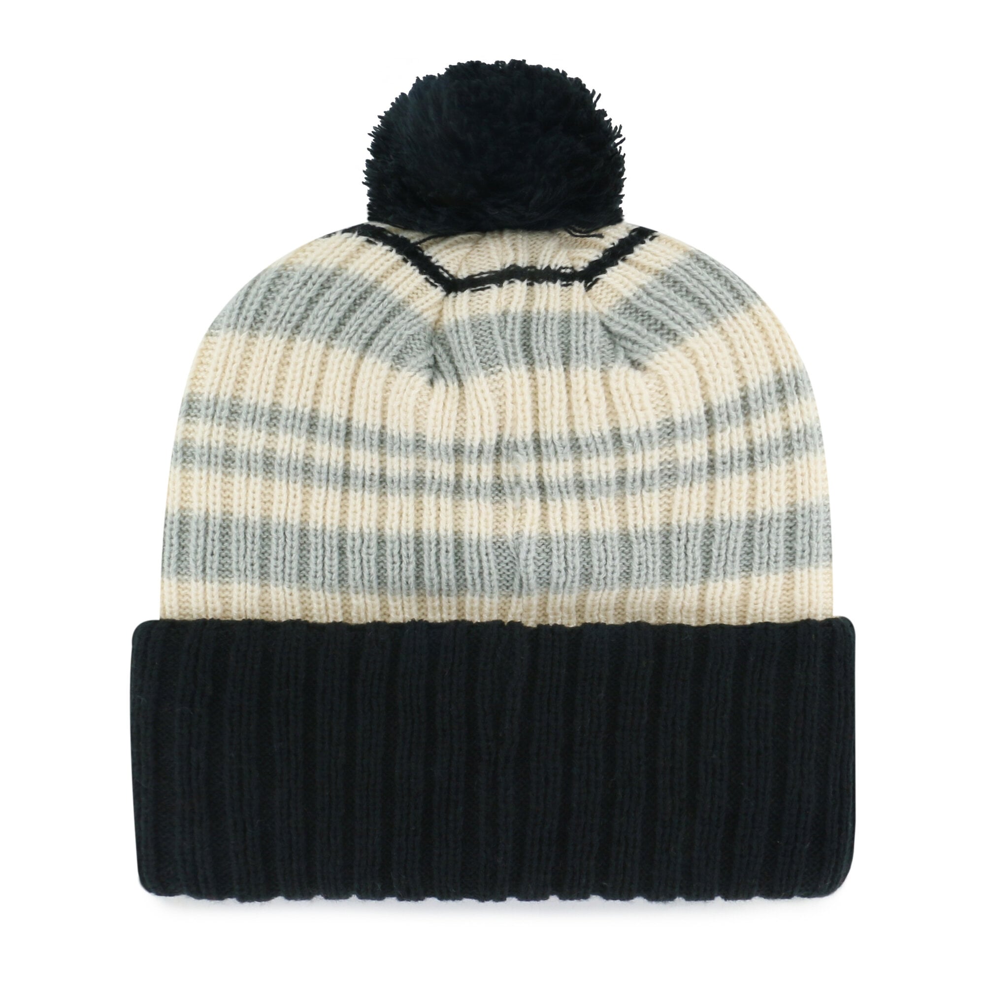 Bonnet tricoté à revers Snow Fort des Raiders de Las Vegas, noir, pour enfant, modèle 47, avec pompon.