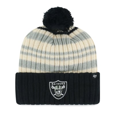  Las Vegas Raiders '47 Youth Snow Fort Cuffed Knit Hat with Pom - Black