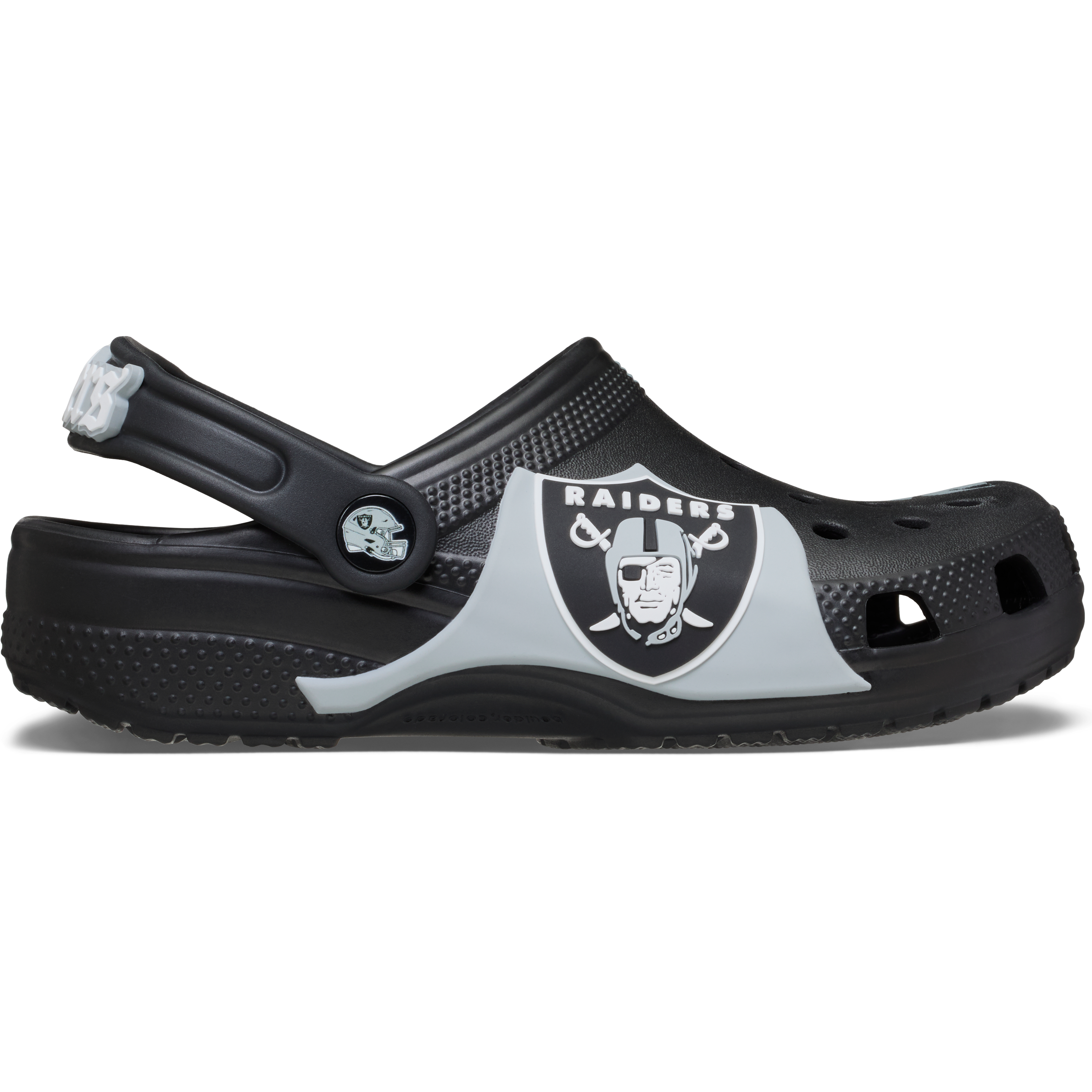 Sabots classiques Crocs noirs pour enfants, modèle Las Vegas Raiders