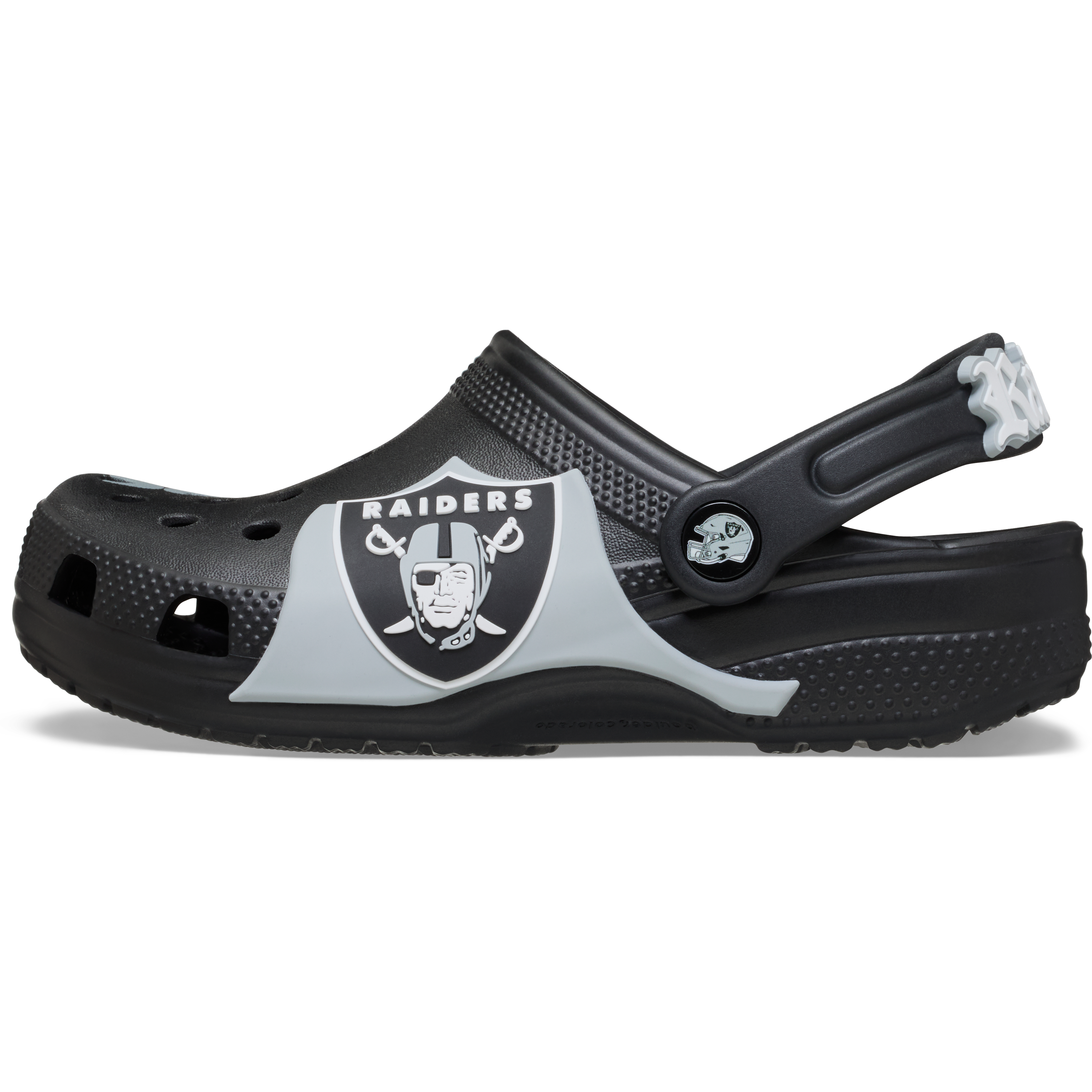 Sabots classiques Crocs noirs pour enfants, modèle Las Vegas Raiders