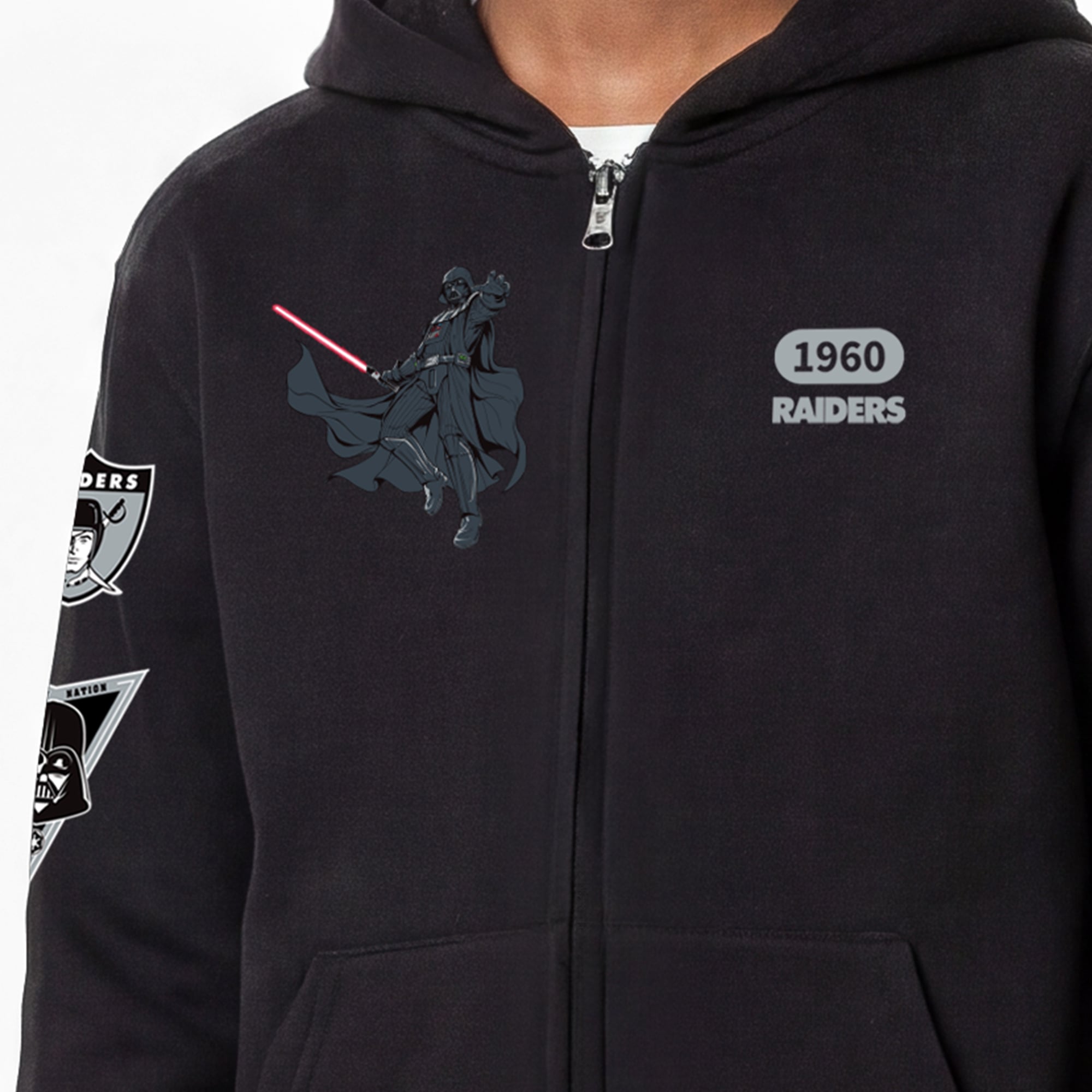 Sweat à capuche zippé Disney x Champion noir Las Vegas Raiders Dark Vador pour enfant