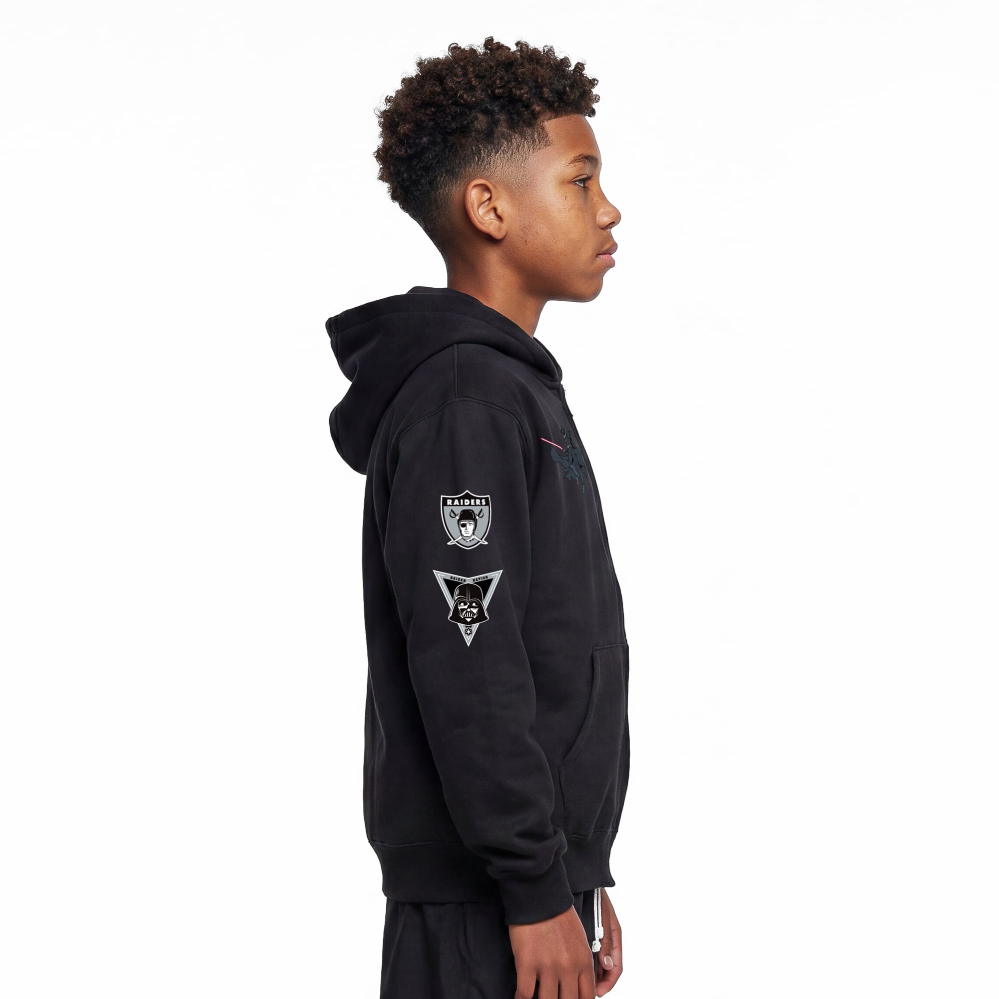 Sweat à capuche zippé Disney x Champion noir Las Vegas Raiders Dark Vador pour enfant