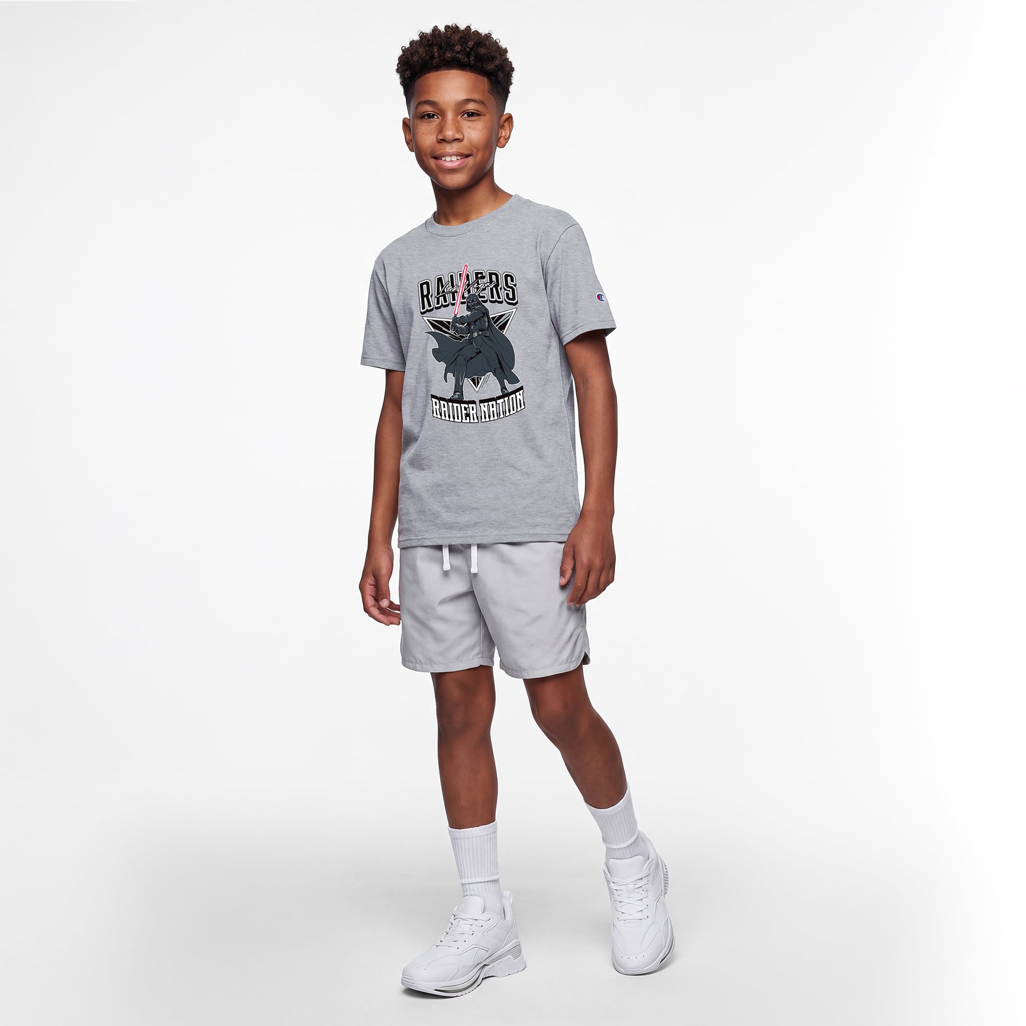 Youth Disney x Champion Heather Gray Las Vegas Raiders Darth Vader T-Shirt