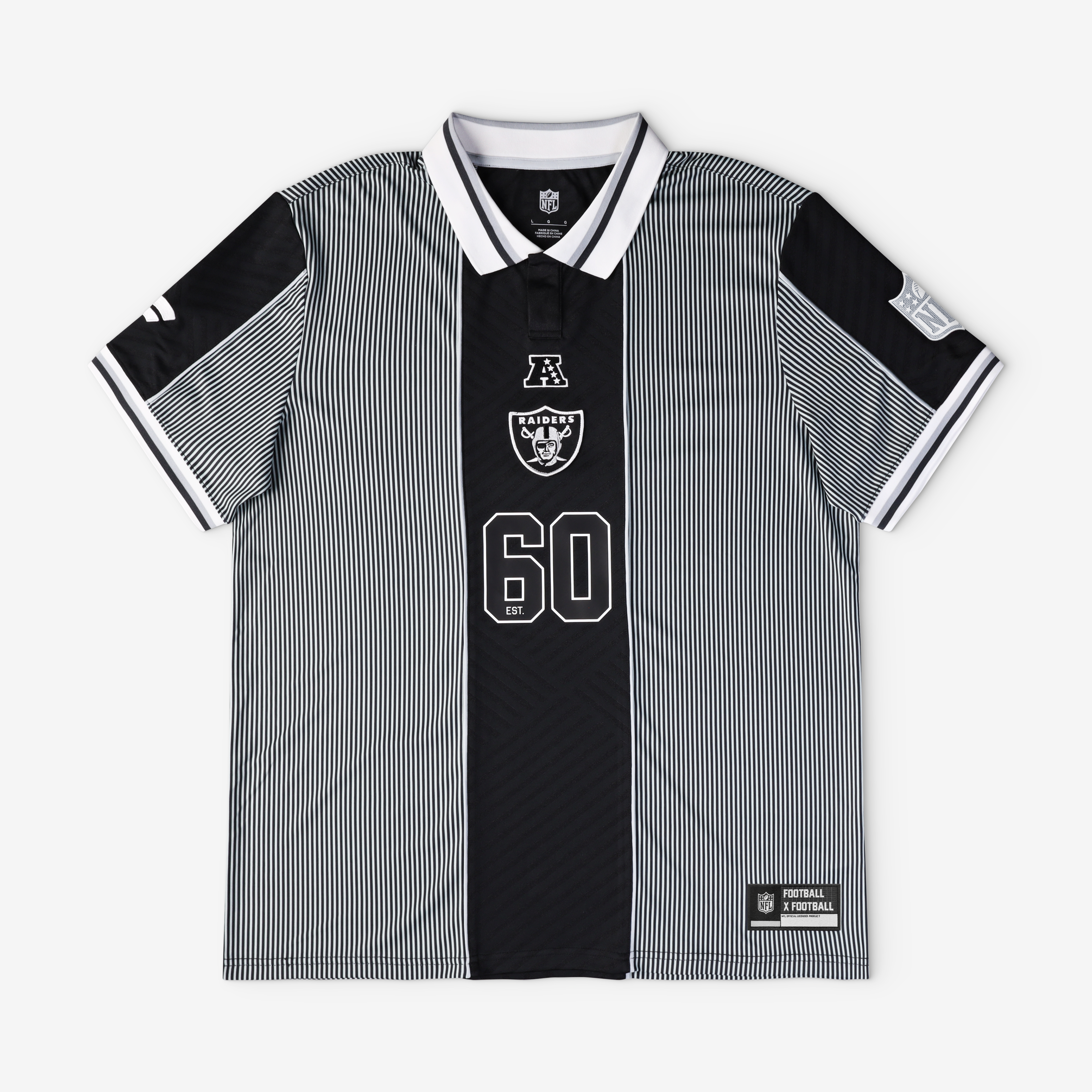 Youth Fanatics Silver/Black Las Vegas Raiders Football x Collared Fan Top