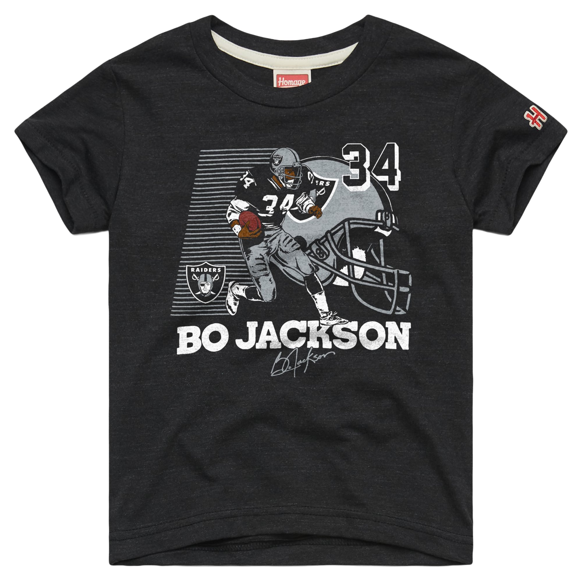 T-shirt hommage à Bo Jackson, Las Vegas Raiders, gris anthracite, légendes retraitées