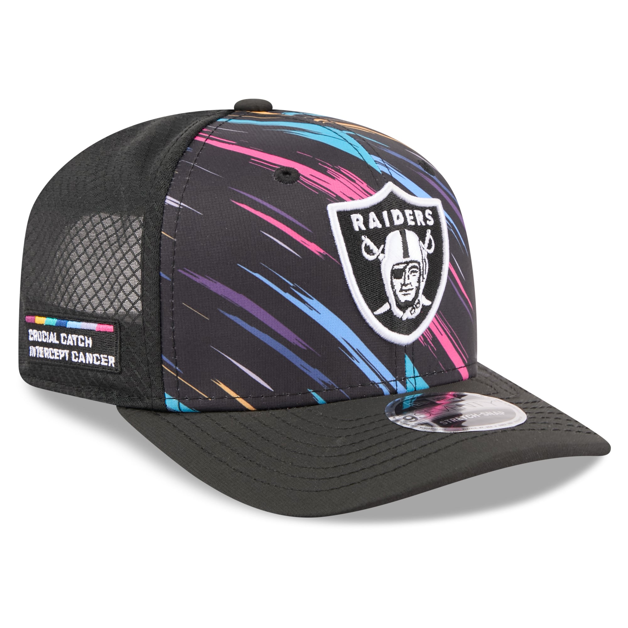 Youth New Era Black Las Vegas Raiders 2026 NFL Crucial Catch 9SEVENTY Adjustable Trucker Hat