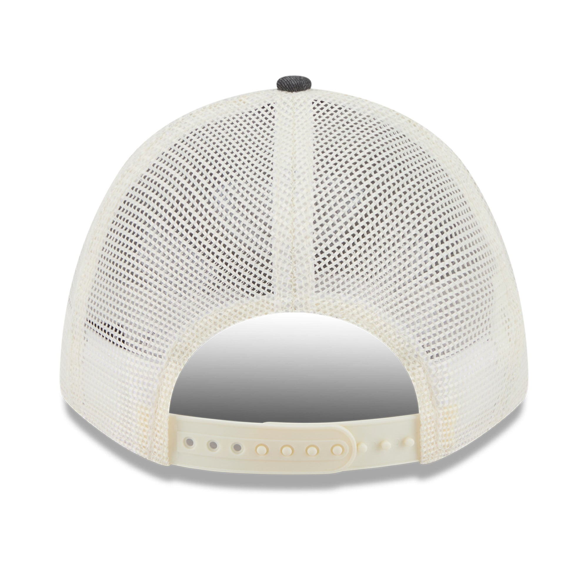 Casquette trucker ajustable New Era noire pour jeunes fans des Raiders de Las Vegas, modèle 9FORTY A-Frame M-Crown, modèle A-Frame, à motif ajouré et couronne.
