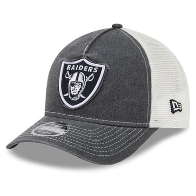 Las Vegas Raiders New Era Youth Fan 9FORTY A-Frame Trucker Adjustable Hat - Black