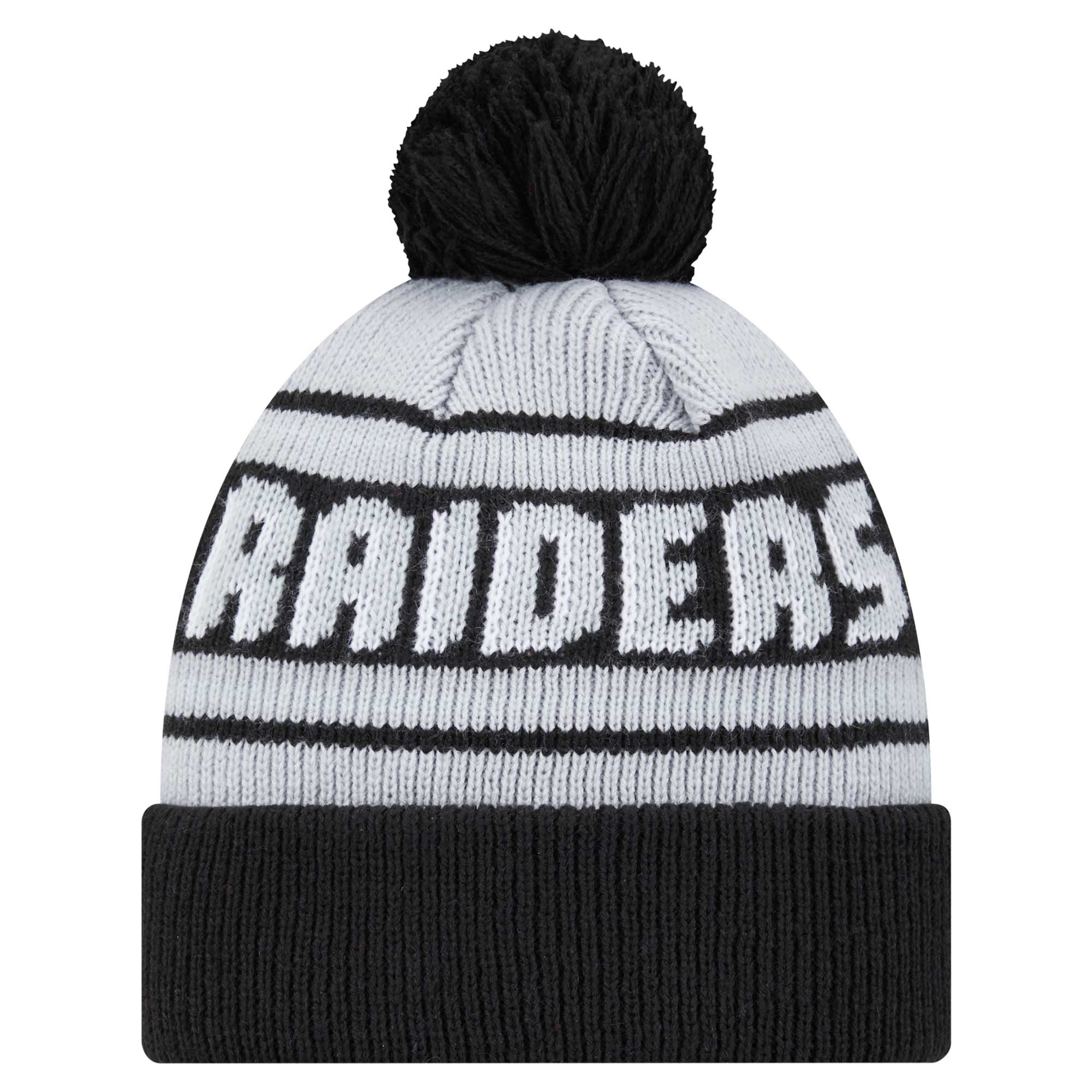 Bonnet tricoté à revers avec pompon pour jeune New Era Las Vegas Raiders noir