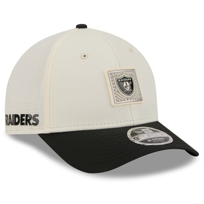 Las Vegas Raiders New Era Youth 2026 Training Camp 9FORTY M-Crown Adjustable Hat - Cream/Black