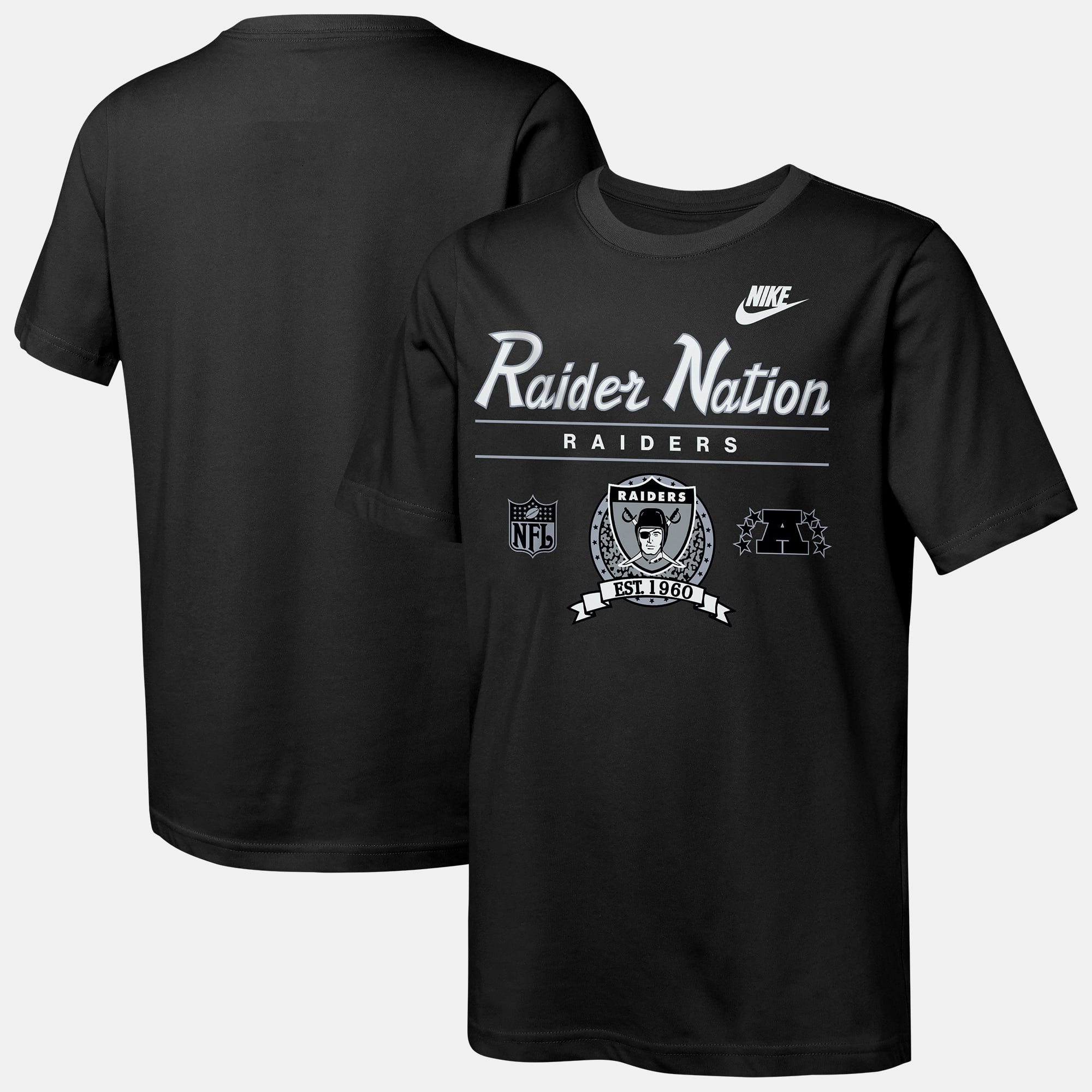 T-shirt Nike Dri-FIT noir pour jeunes Las Vegas Raiders Hometown Rewind Slub