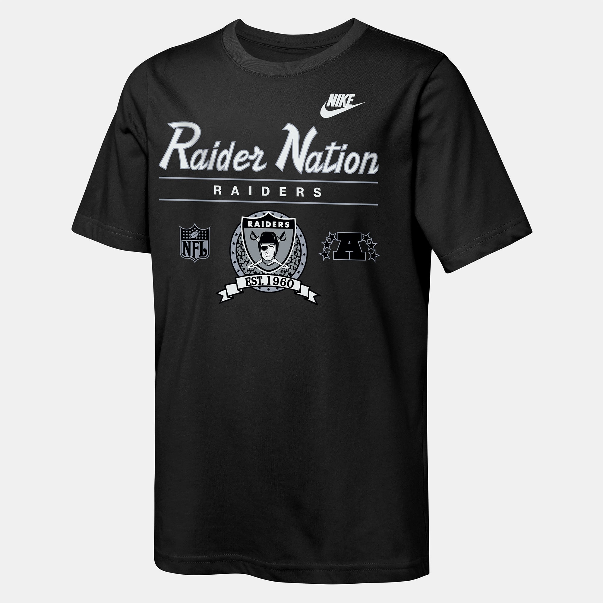 T-shirt Nike Dri-FIT noir pour jeunes Las Vegas Raiders Hometown Rewind Slub
