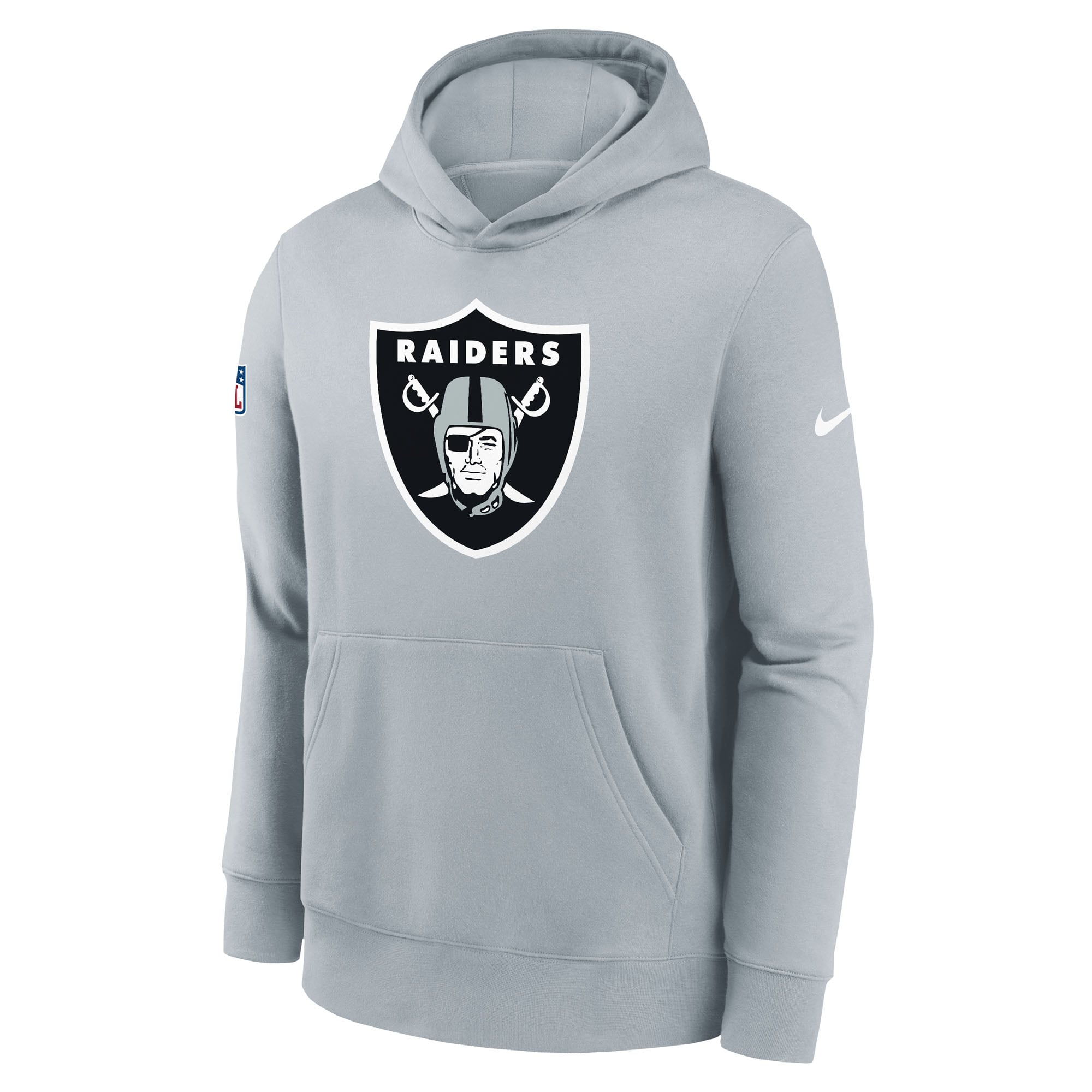 Youth Nike  Silver Las Vegas Raiders Sideline Club Fleece Hoodie