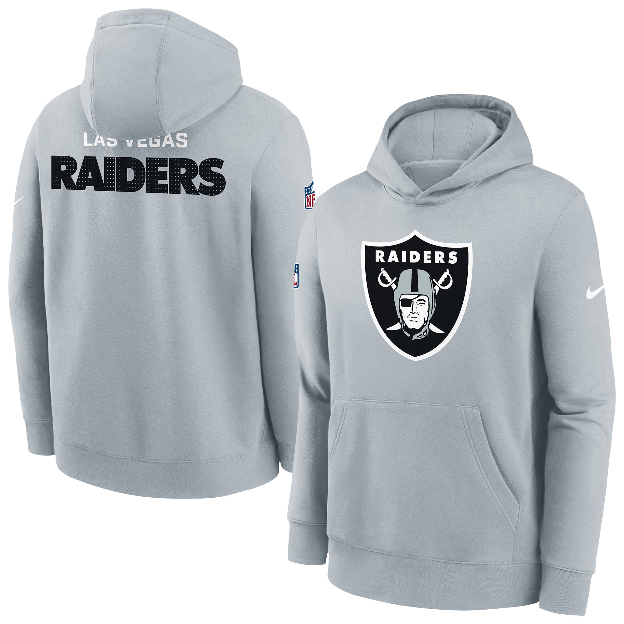 Youth Nike Silver Las Vegas Raiders Sideline Club Fleece Hoodie