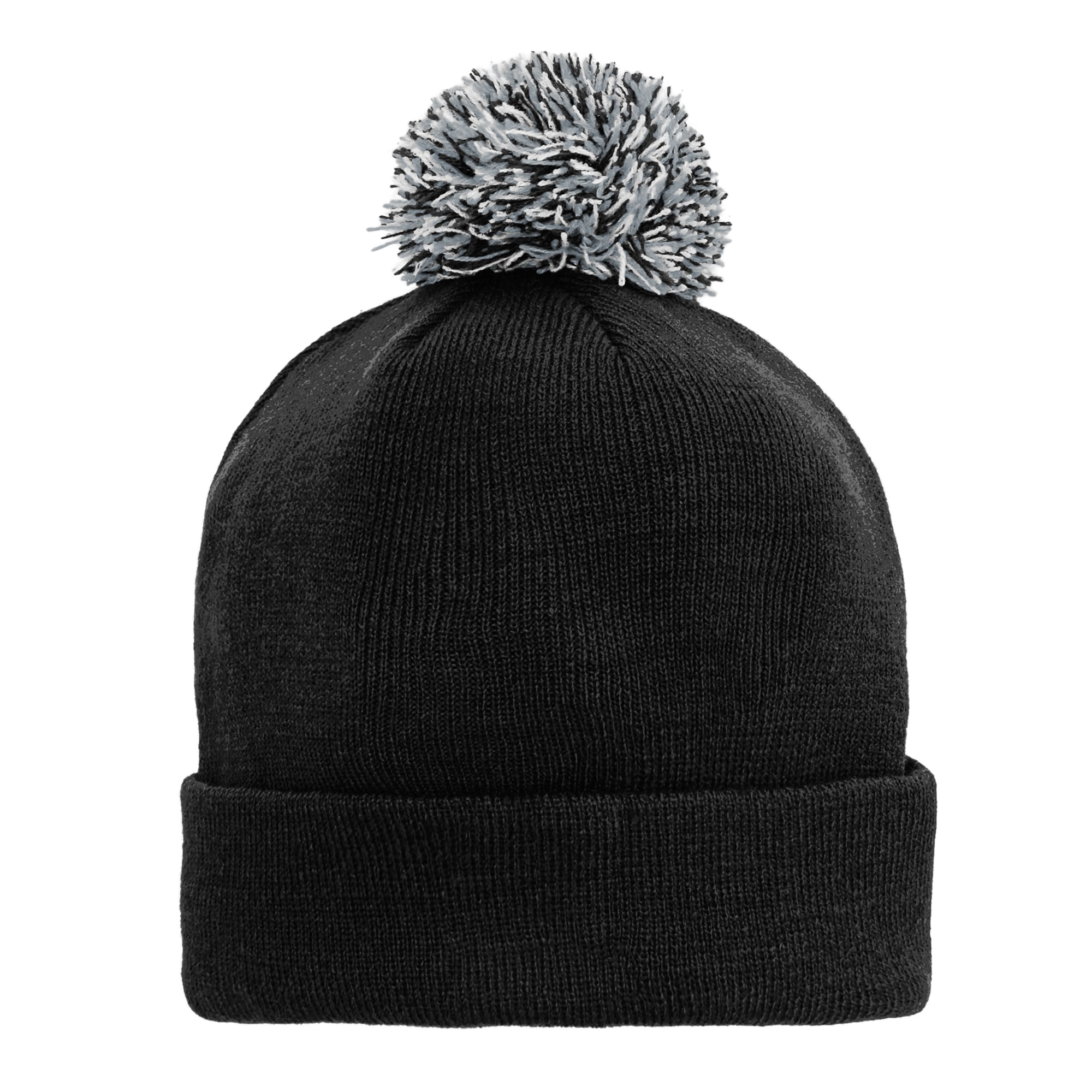 Bonnet tricoté à revers noir Las Vegas Raiders pour enfant, avec pompon