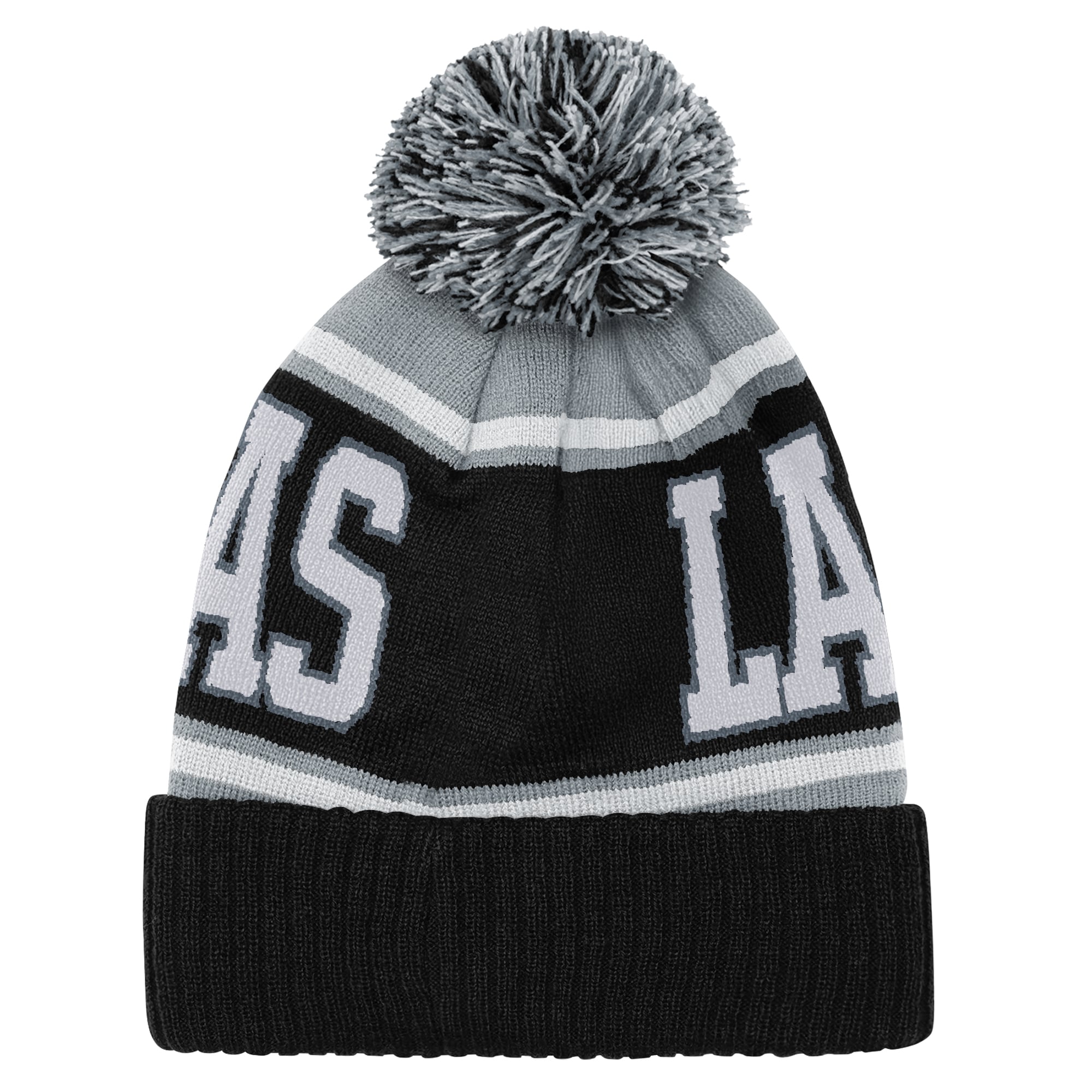 Youth Outerstuff Black Las Vegas Raiders True Edge Cuffed Knit Hat with Pom