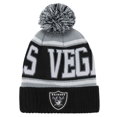 Las Vegas Raiders Outerstuff Youth True Edge Cuffed Knit Hat with Pom - Black
