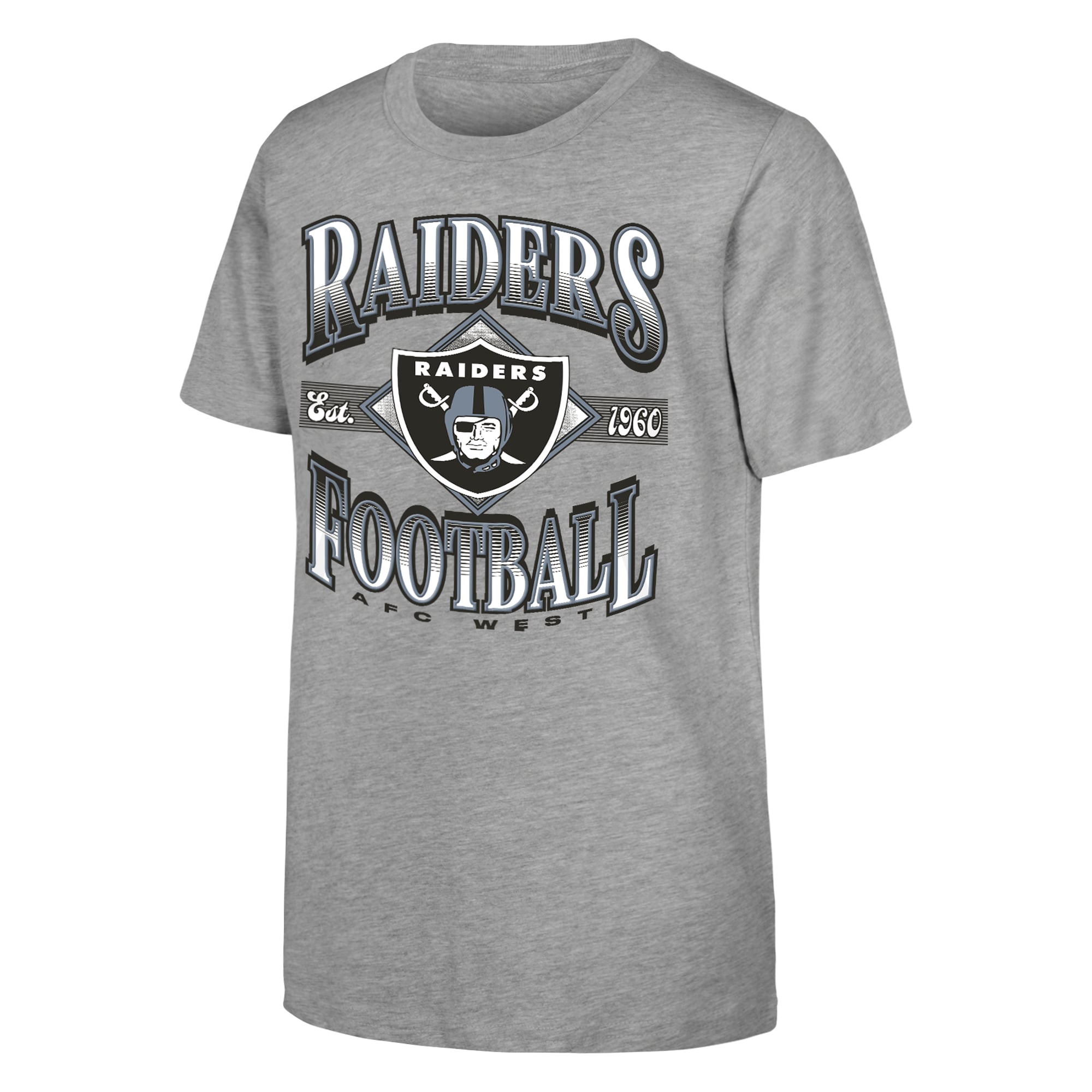 T-shirt Outerstuff gris chiné pour jeunes, Las Vegas Raiders, NFL, style vintage