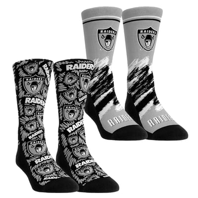  Las Vegas Raiders Rock Em Youth Throwback Two-Pack Crew Socks Set - Black