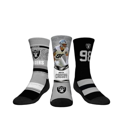 Maxx Crosby Las Vegas Raiders Rock Em Youth 3-Pack Crew Sock Set - Black