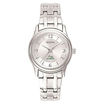 Le Moyne Dolphins Bulova Women's Silver-Tone Dial Stainless Steel Quartz Watch - Silver