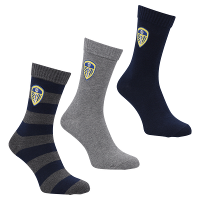 Leeds United 3 Pack Dress Socks - Blue/Grey - Unisex