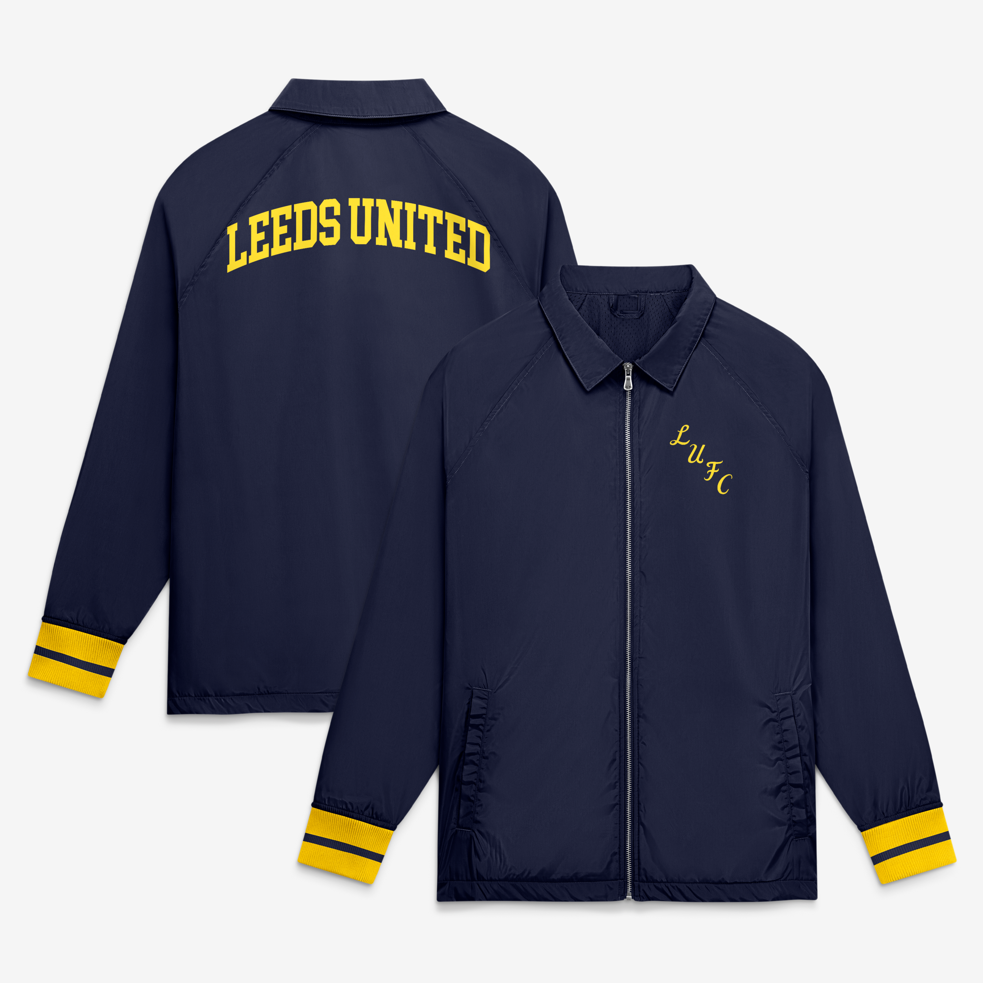 Men's Fanatics Navy Leeds United Classics Coach Full-Zip Raglan Jacket