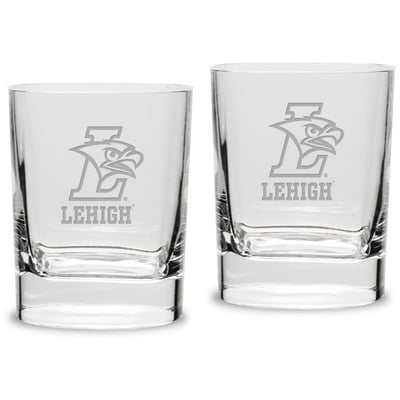 Lehigh Mountain Hawks 11.75 oz. 2-Piece Square Double Old Fashion Glass Set
