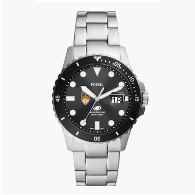 Lehigh Mountain Hawks Fossil Blue Dive Three-Hand Date Stainless Steel Watch - Silver