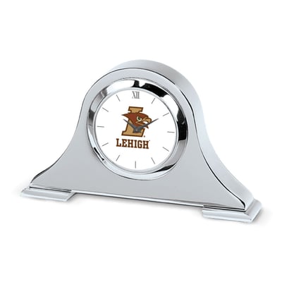 Lehigh Mountain Hawks Logo Napoleon Desk Clock - Silver