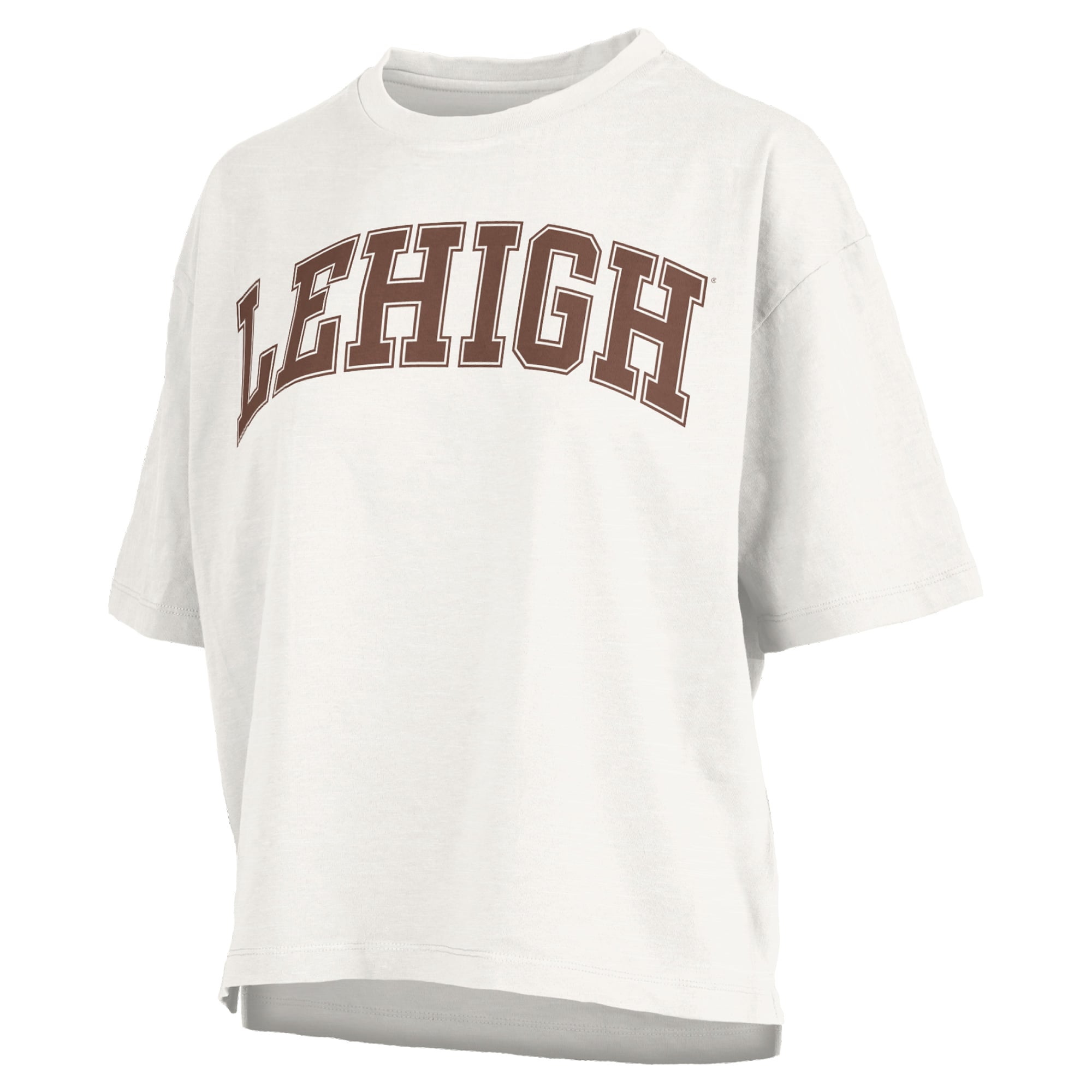 Women's Pressbox White Lehigh Mountain Hawks Oversized Nelson Arch Over Logo Slub T-Shirt