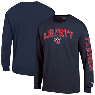 Liberty Flames Champion Arch Logo Long Sleeve T-Shirt - Navy