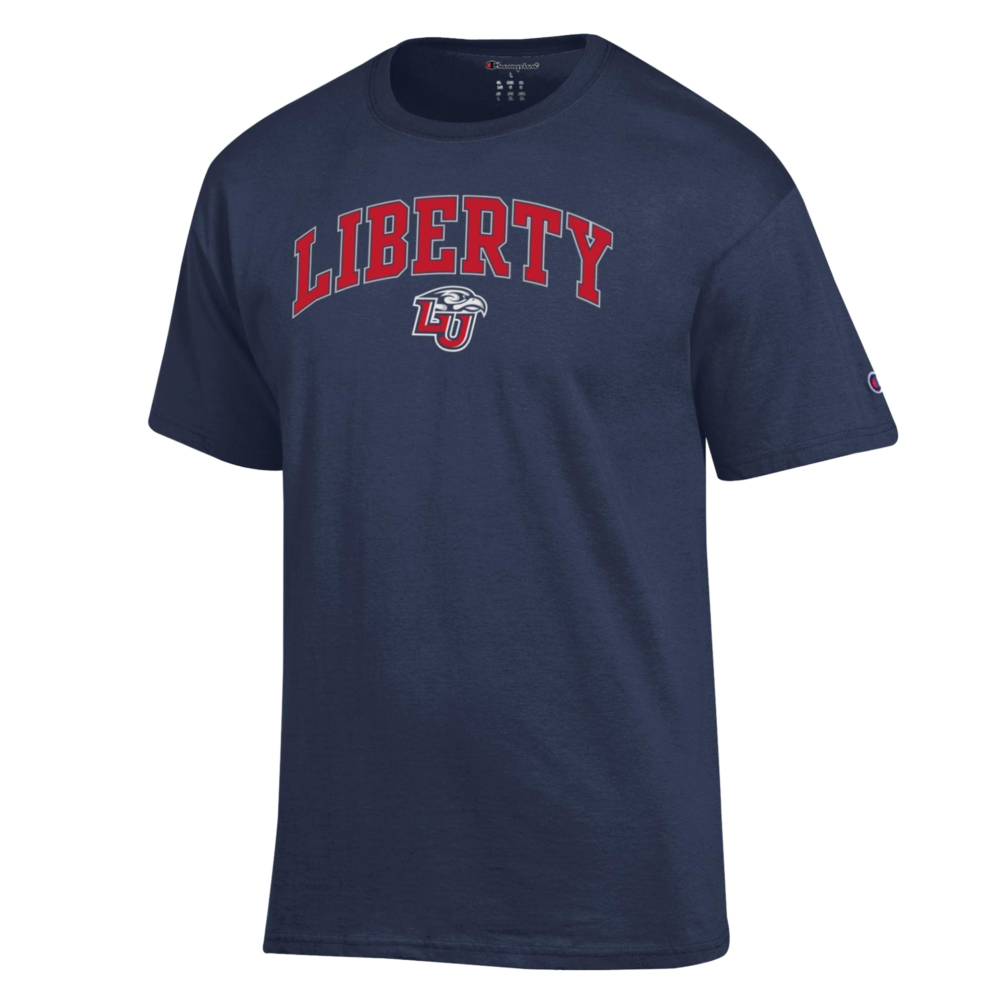 T-shirt Champion pour homme, bleu marine, logo Liberty Flames Arch