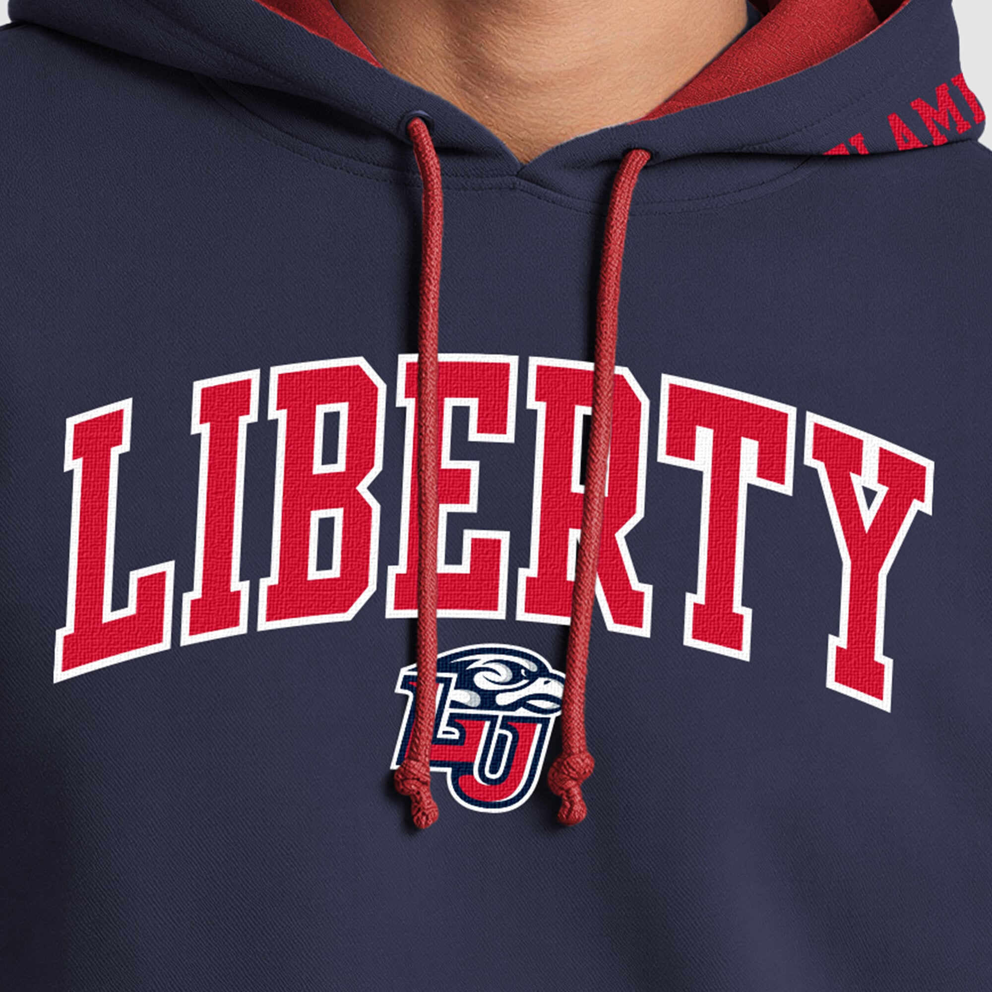 Sweat à capuche contrasté Champion bleu marine/rouge Liberty Flames pour homme