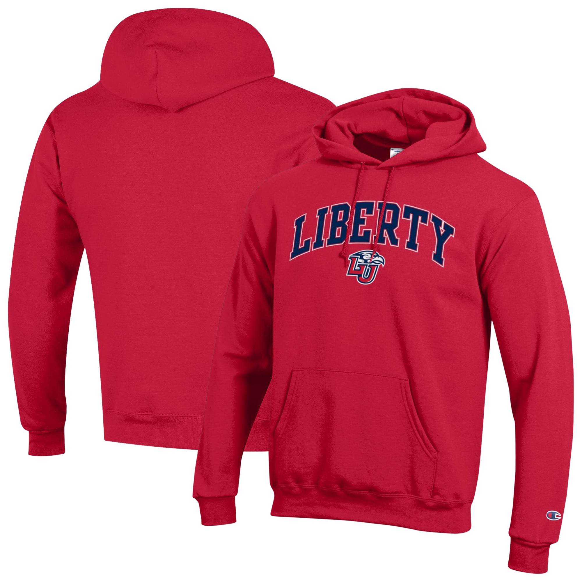 Men's Champion Red Liberty Flames Powerblend Hoodie