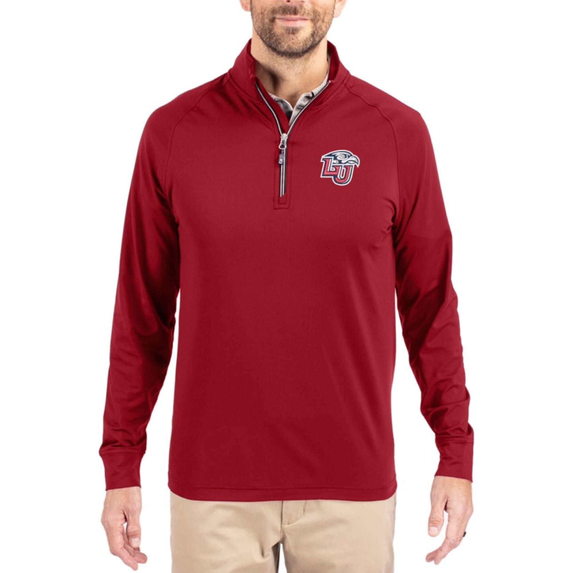 Men's Cutter & Buck Red Liberty Flames Adapt Recycled Soft Knit Stretch ...