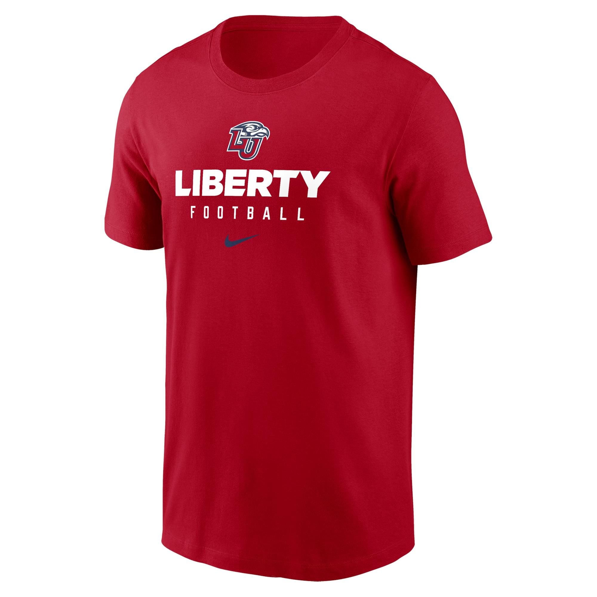 Mens NIKE red LIBERTY UNIVERSITY FLAMES Dri Fit Cotton T Shirt