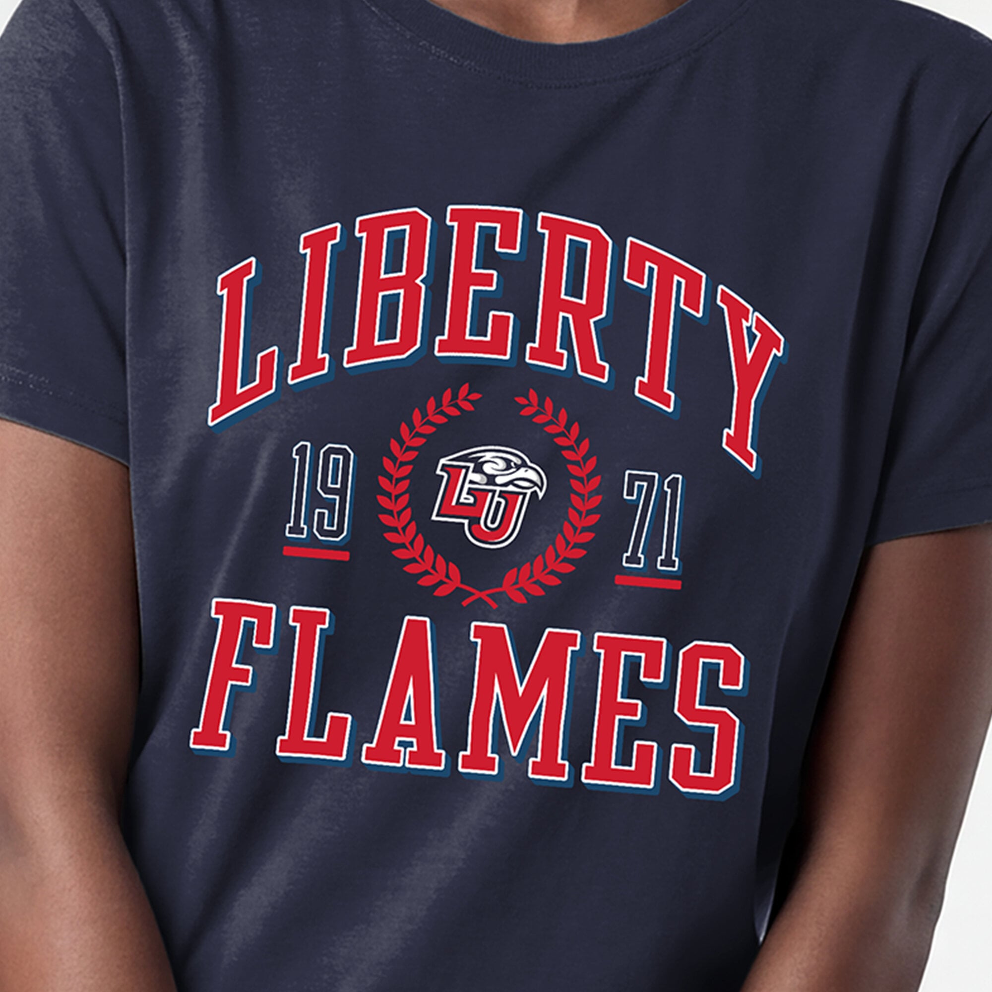 Women's Champion Navy Liberty Flames Lifestyle T-Shirt