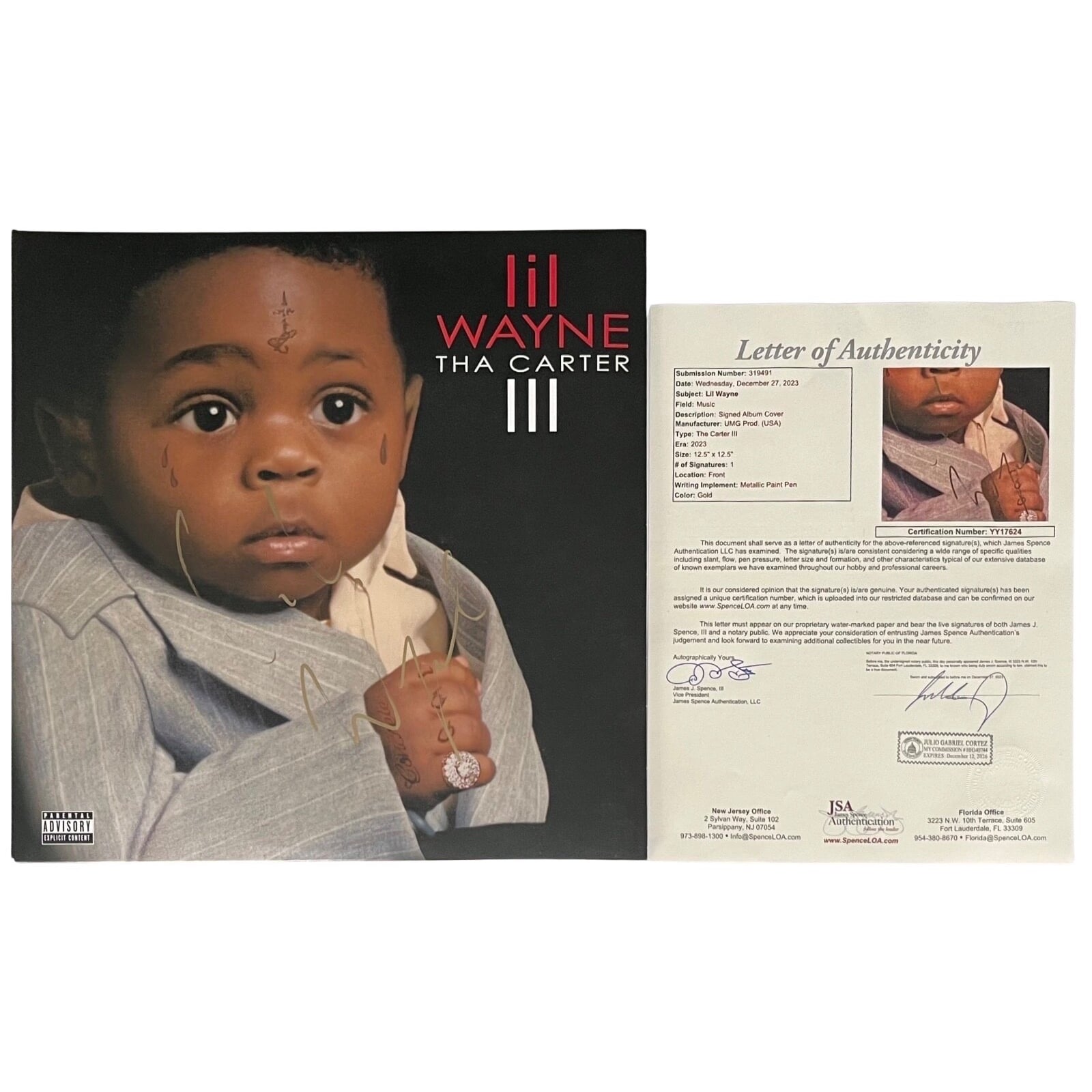 Lil Wayne Signed Tha Carter III 3 Vinyl Record JSA LOA YY17624