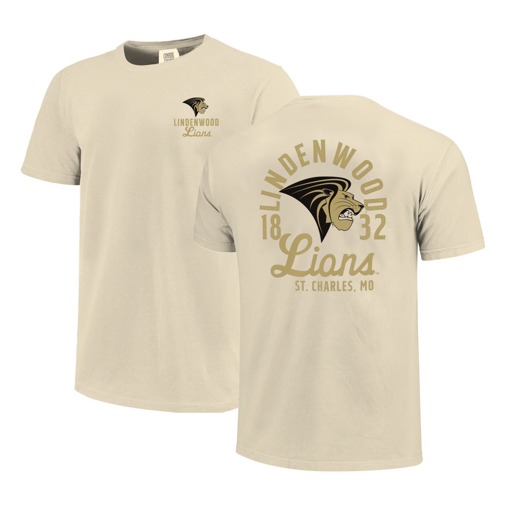 T-shirt crème pour homme avec motif mascotte des Lions de Lindenwood