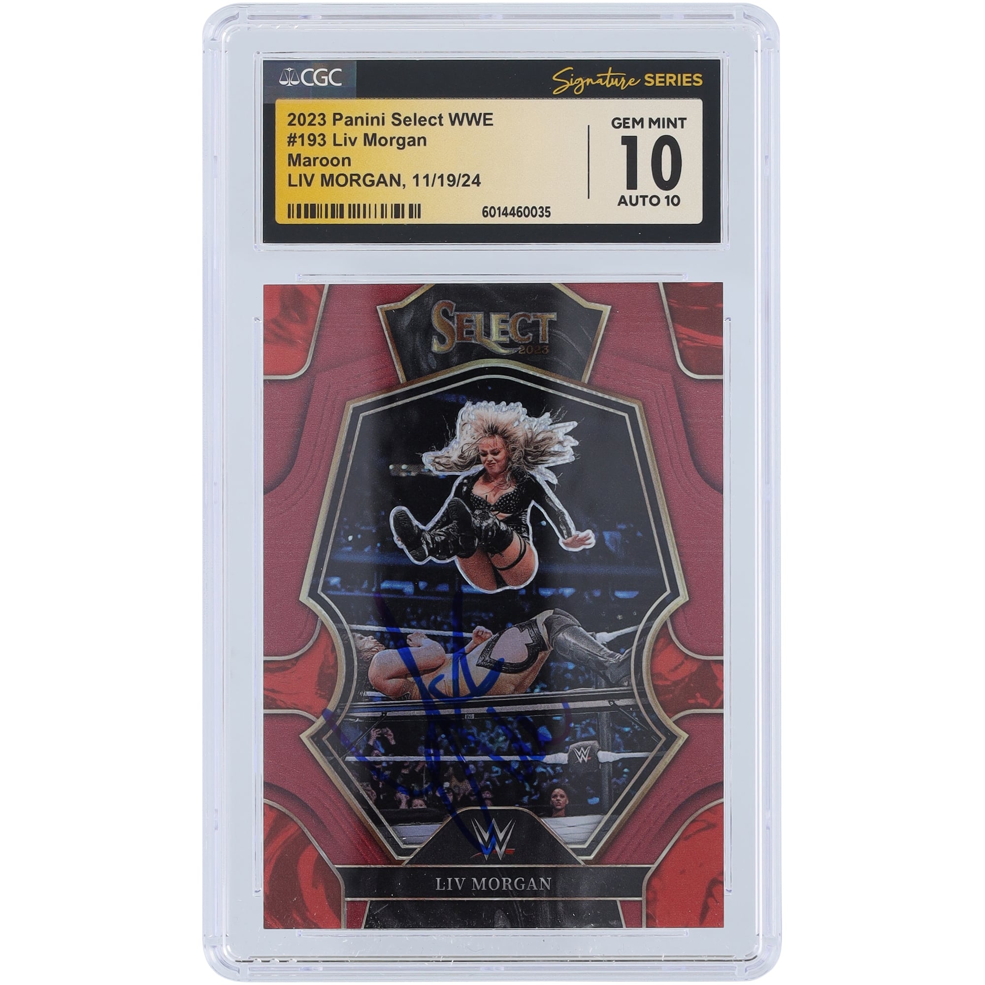 Liv Morgan WWE Autographed 2023 Panini Select Maroon #193 #/149 