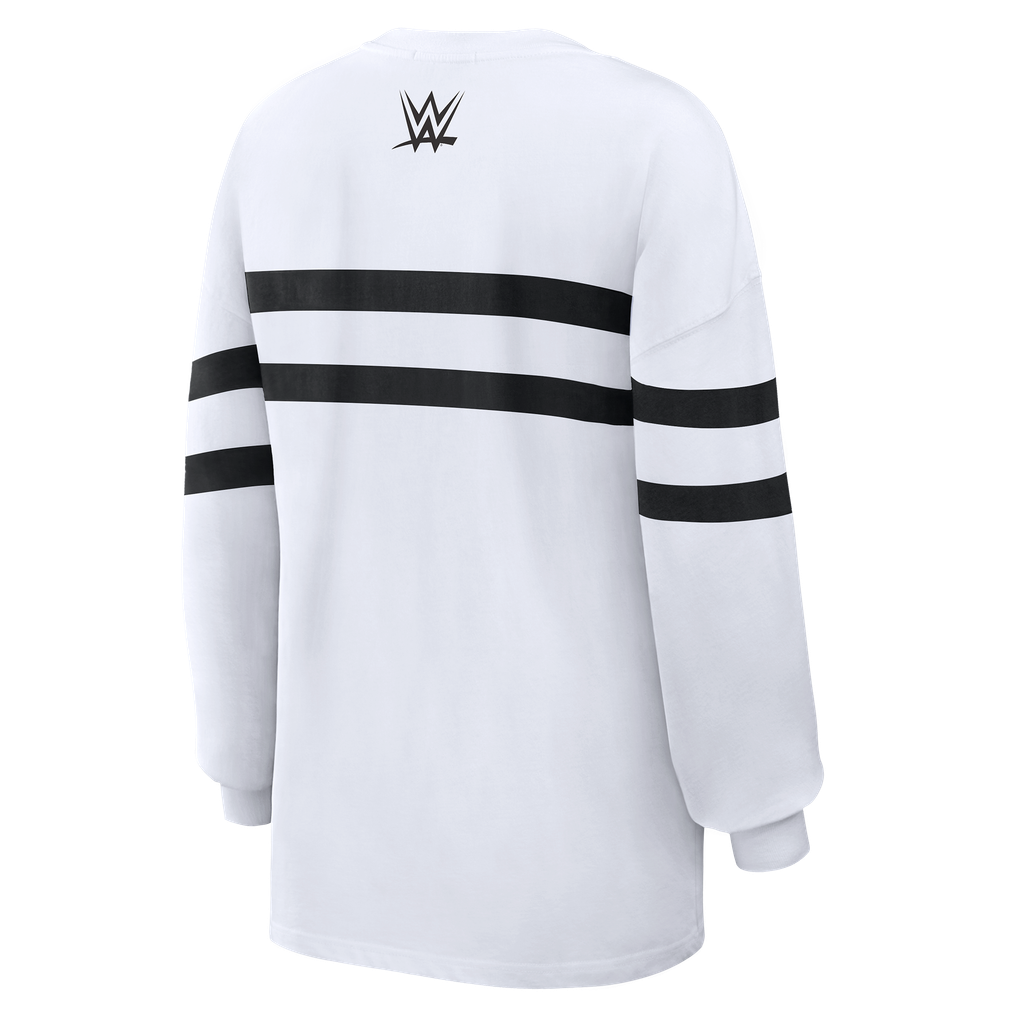 Liv Morgan WEAR by Erin Andrews Women's Oversized Stripe Long Sleeve T-Shirt - White