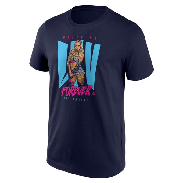 WWE Liv Morgan Watch Me Liv Forever T-Shirt - Navy - Mens