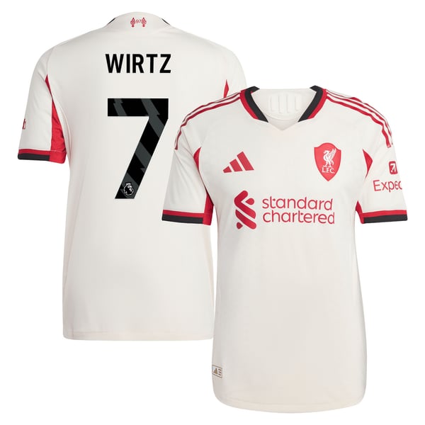 Liverpool adidas Away Authentic Shirt 2025-26 with Wirtz 7 printing
