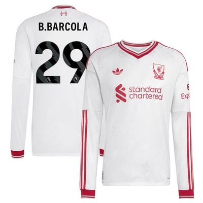Liverpool adidas Away Authentic Shirt 2026-27 - Long Sleeve with B.Barcola 29 printing