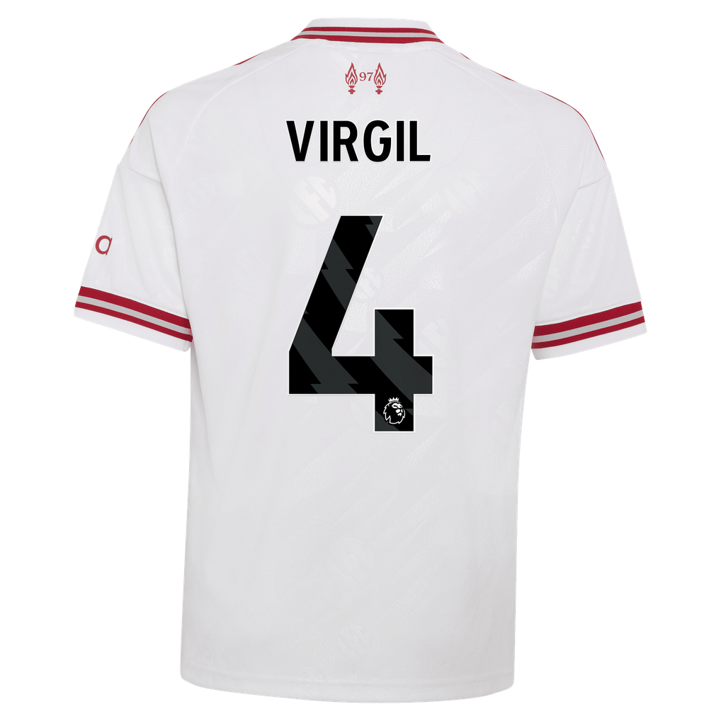 Liverpool adidas Away Shirt 2026-27 - Kids with Virgil 4 printing
