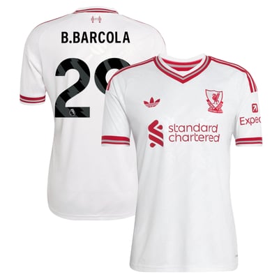 Liverpool adidas Away Shirt 2026-27 with B.Barcola 29 printing
